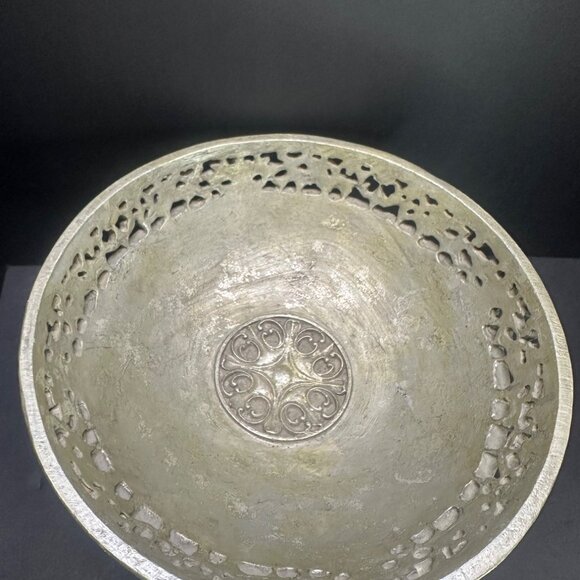 Vtg Pearlecent Accent Compote Bowl Centerpiece Pedestal Home Decor 7" T 12" DIA - Picture 4 of 16